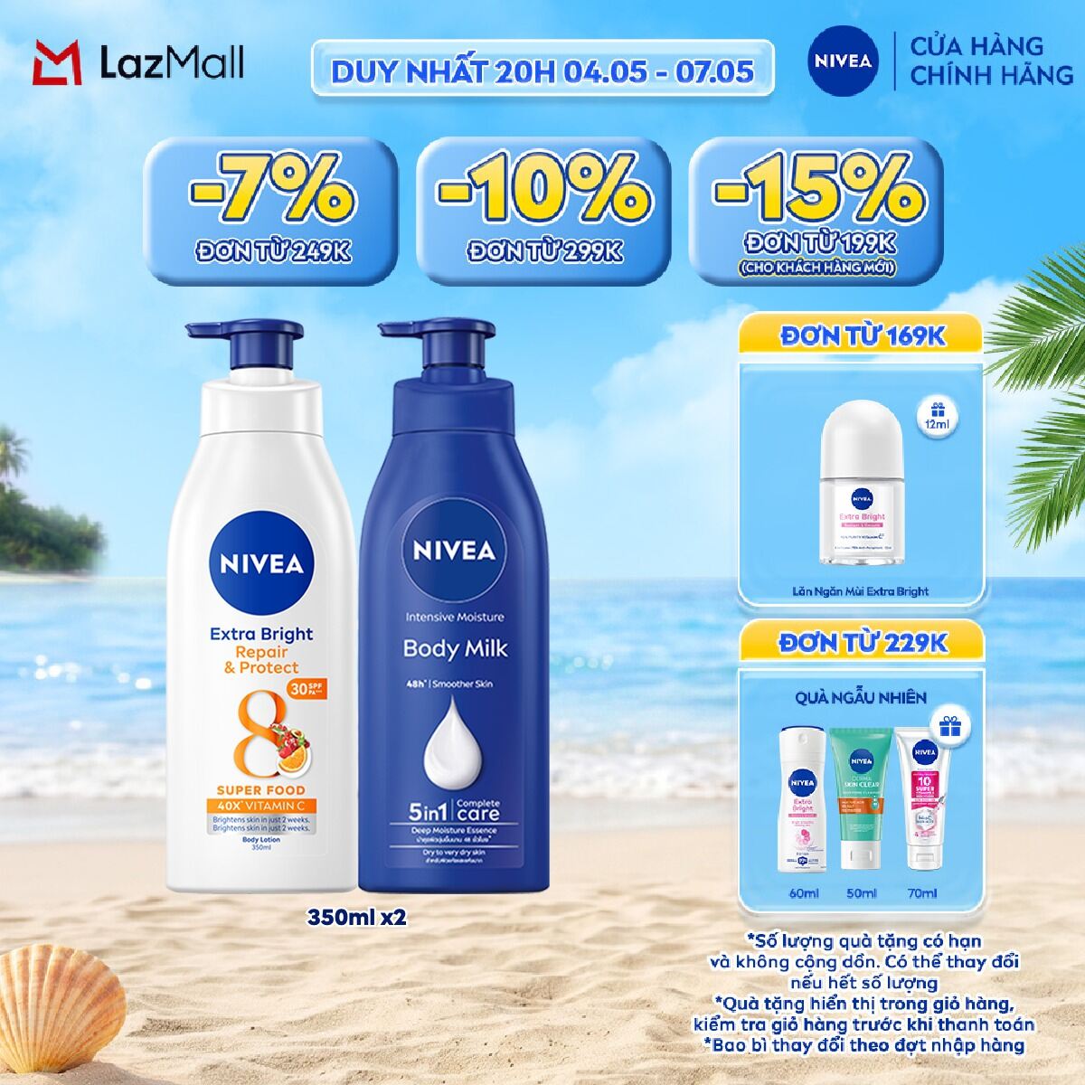 Bộ Đôi Sữa Dưỡng Thể NIVEA Phục Hồi  Chống Nắng Dưỡng Ẩm Chuyên Sâu Từ 8 Super Foods (350 ml) - 88311+98940