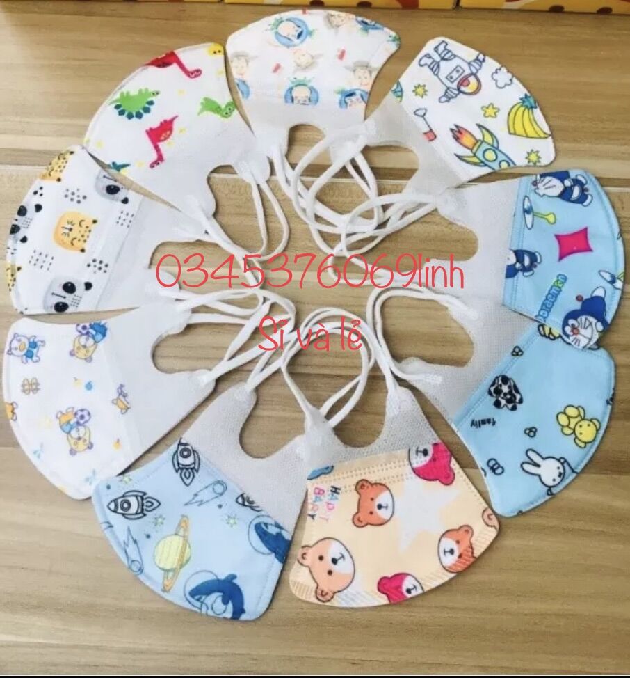 Túi 10c khẩu trang 3d cho bé trai và gái 0-12 tuổi