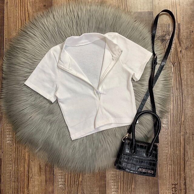 💕Áo Thun Dây Kéo Fom Croptop