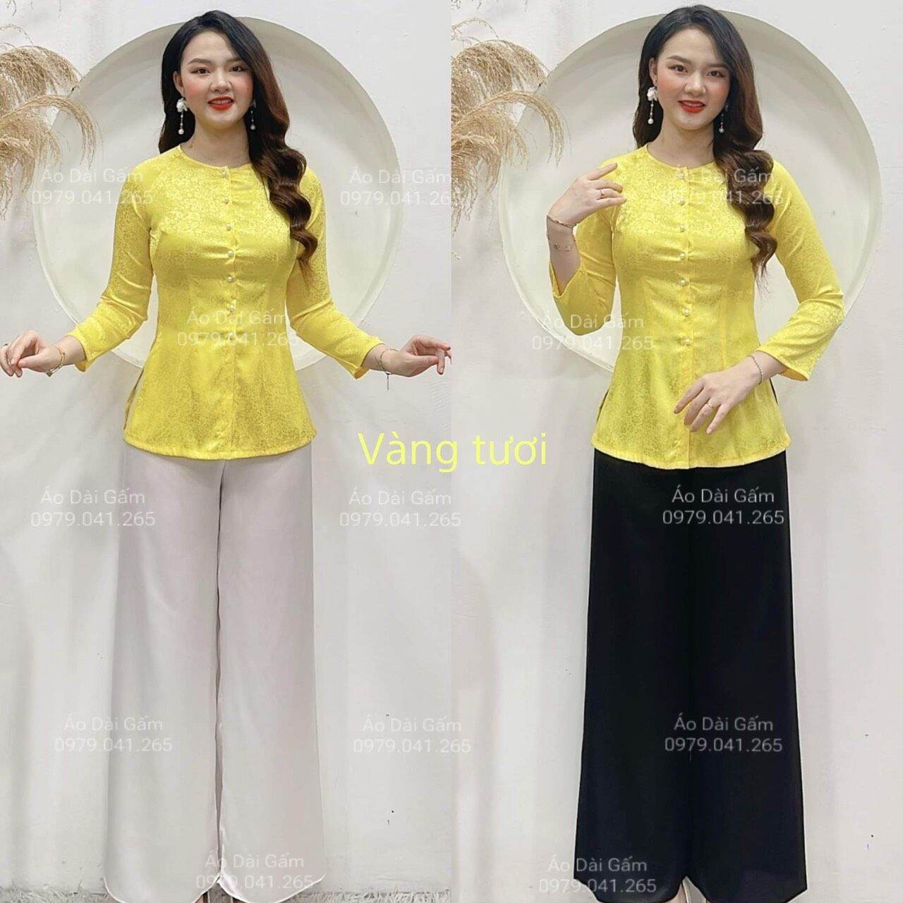 Bộ bà ba gấm lụa cổ tim 56-70kg