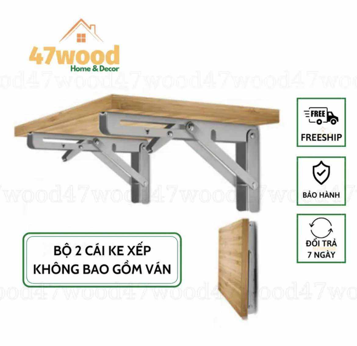 Bộ 2 Bản Lề Gập Thông Minh, EKe Gập Treo Tường - Giá Đỡ Bàn Gấp Gọn Gắn Tường 47wood, Ke Góc Chữ K ( Bộ 2 cái ) kimkhihanoi