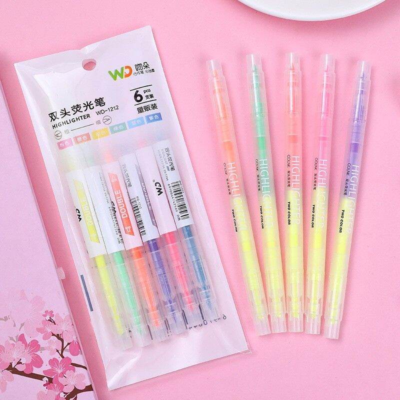 Bút highlight 2 đầu nhiều màu, bút nhớ pastel