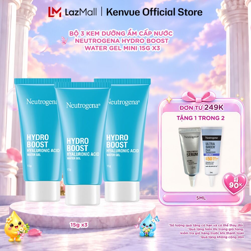 Combo 3 Kem dưỡng ẩm cấp nước Neutrogena® Hydro Boost Hyaluronic Acid Water Gel Mini 15gx3