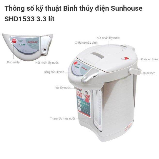 Bình thủy điện Sunhouse SHD1533 3.3 lít