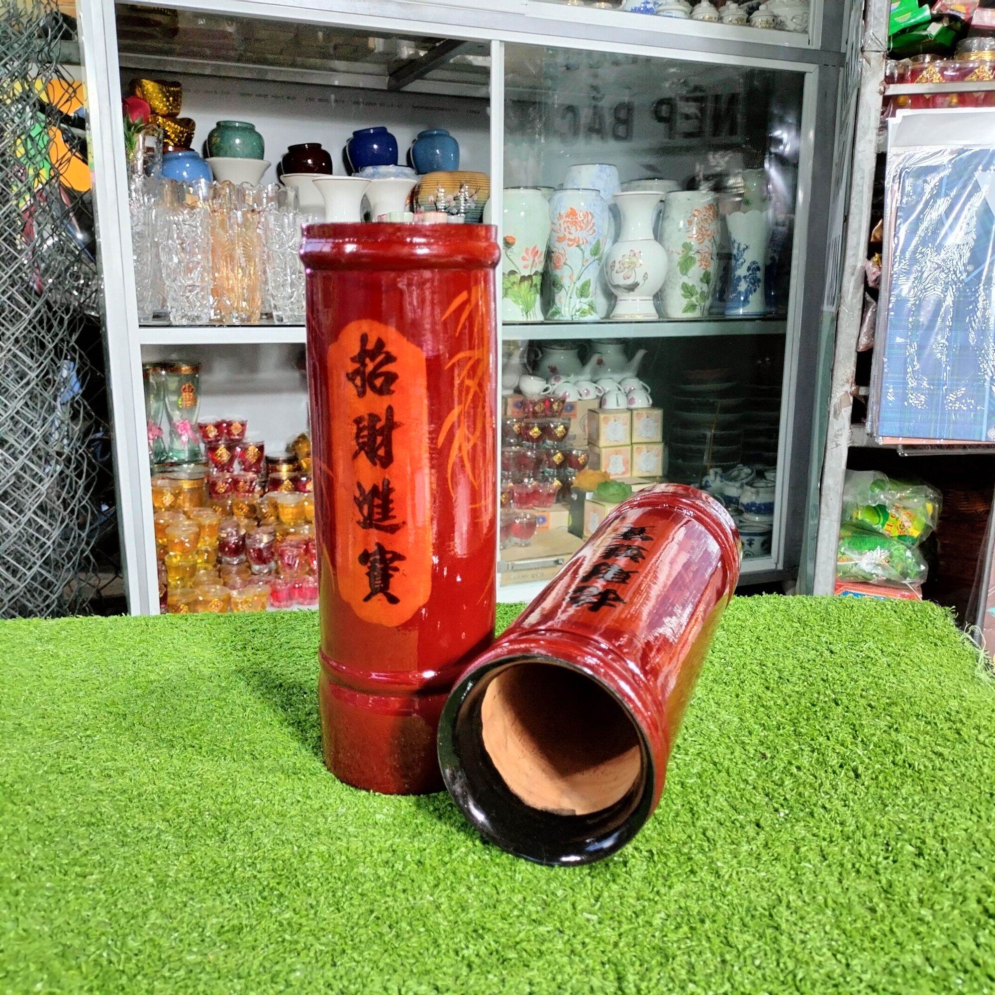 Ống đựng nhang bằng gỗ vẽ hoạ tiết