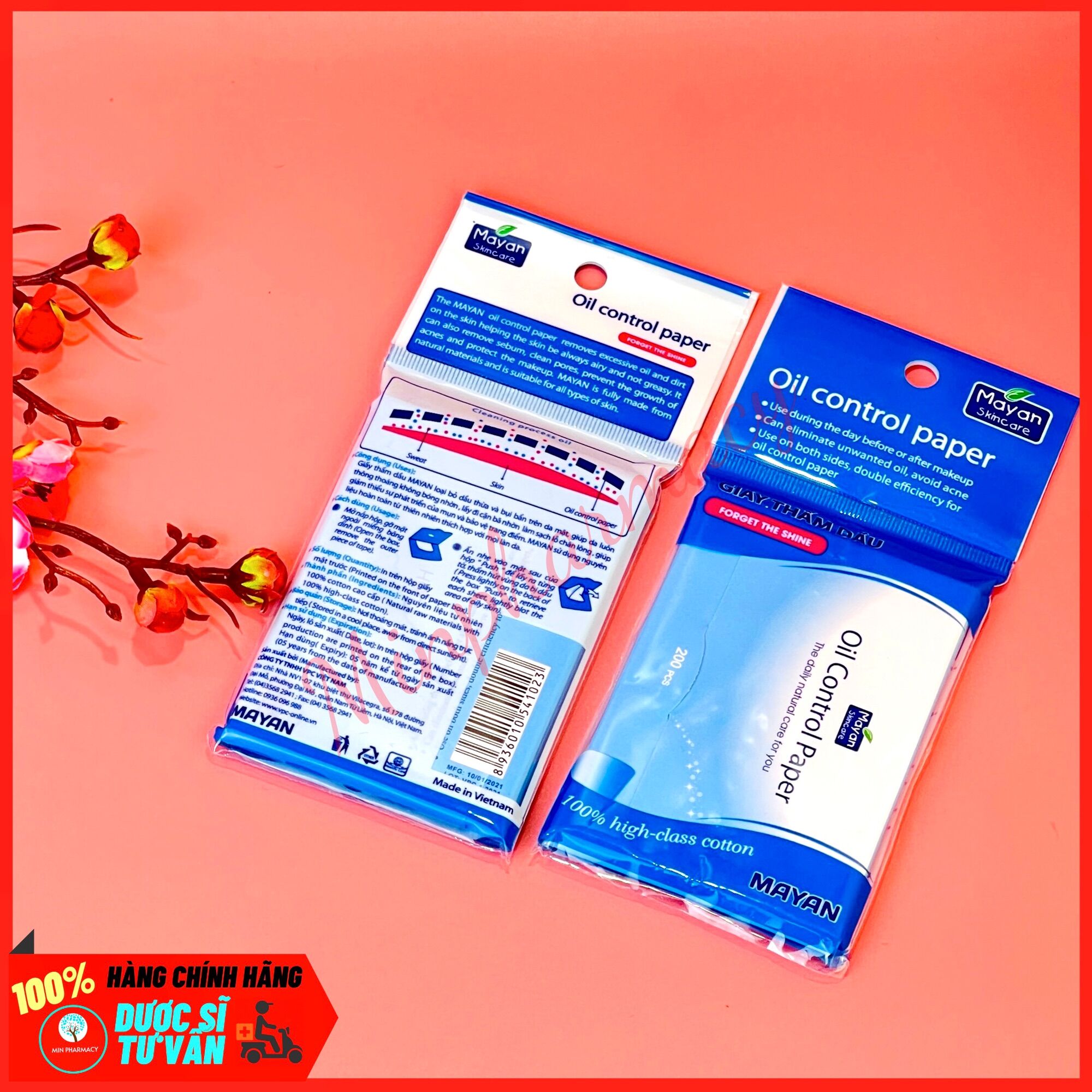 Giấy Thấm Dầu MAYAN Oil Control Paper (200 Tờ/Gói) 200Pcs