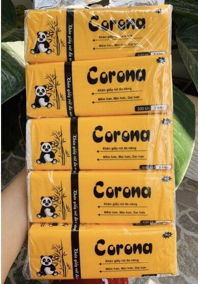 Combo 5gói khăn giấy rút lụa Corona 500tờ/gói siêu day mịn