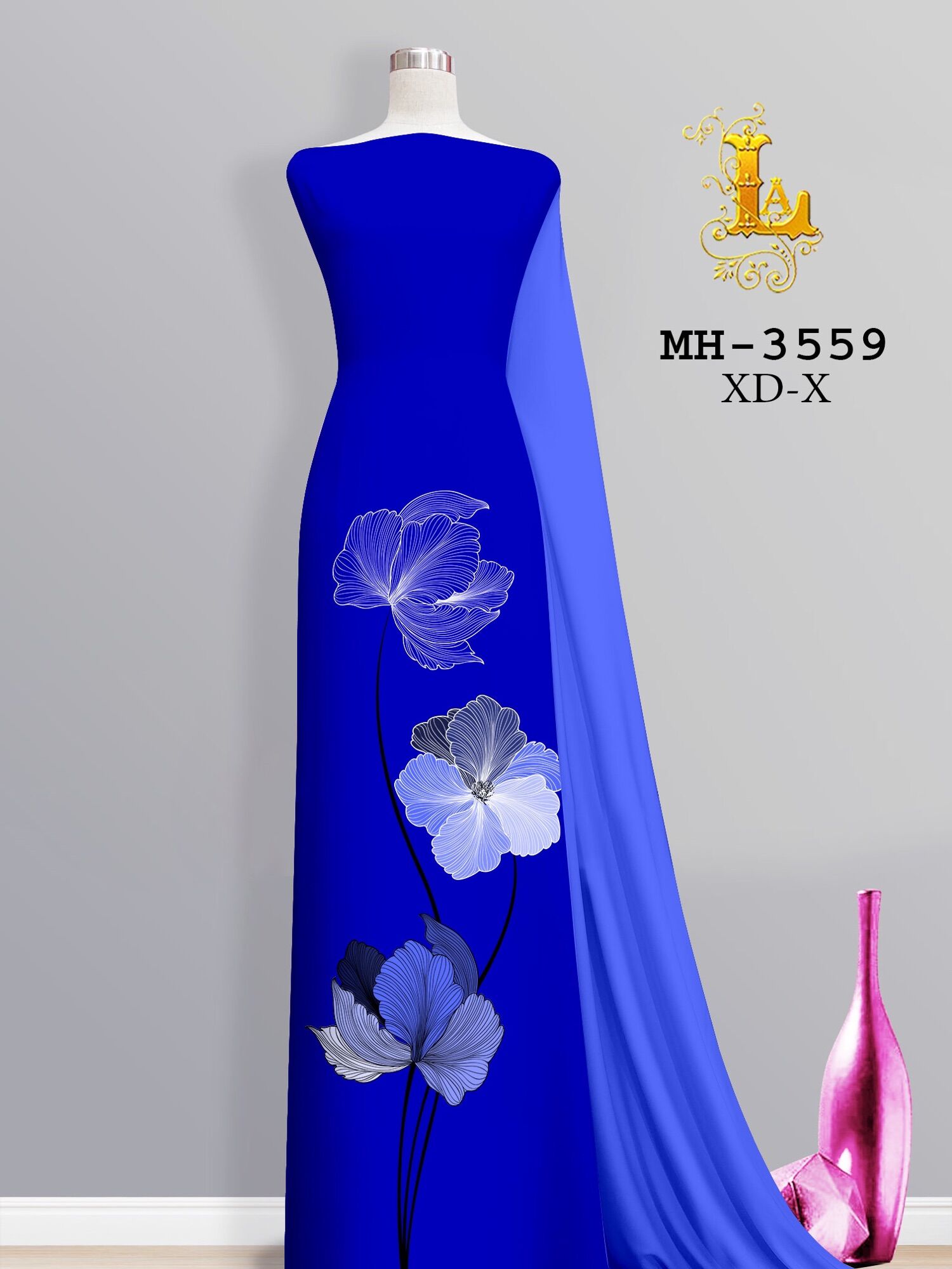 Vải áo dài in hoa đơn giản