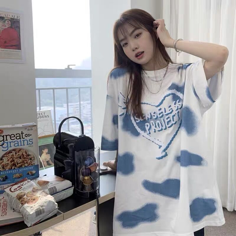 Áo Thun Form Rộng Loan Heart Xanh