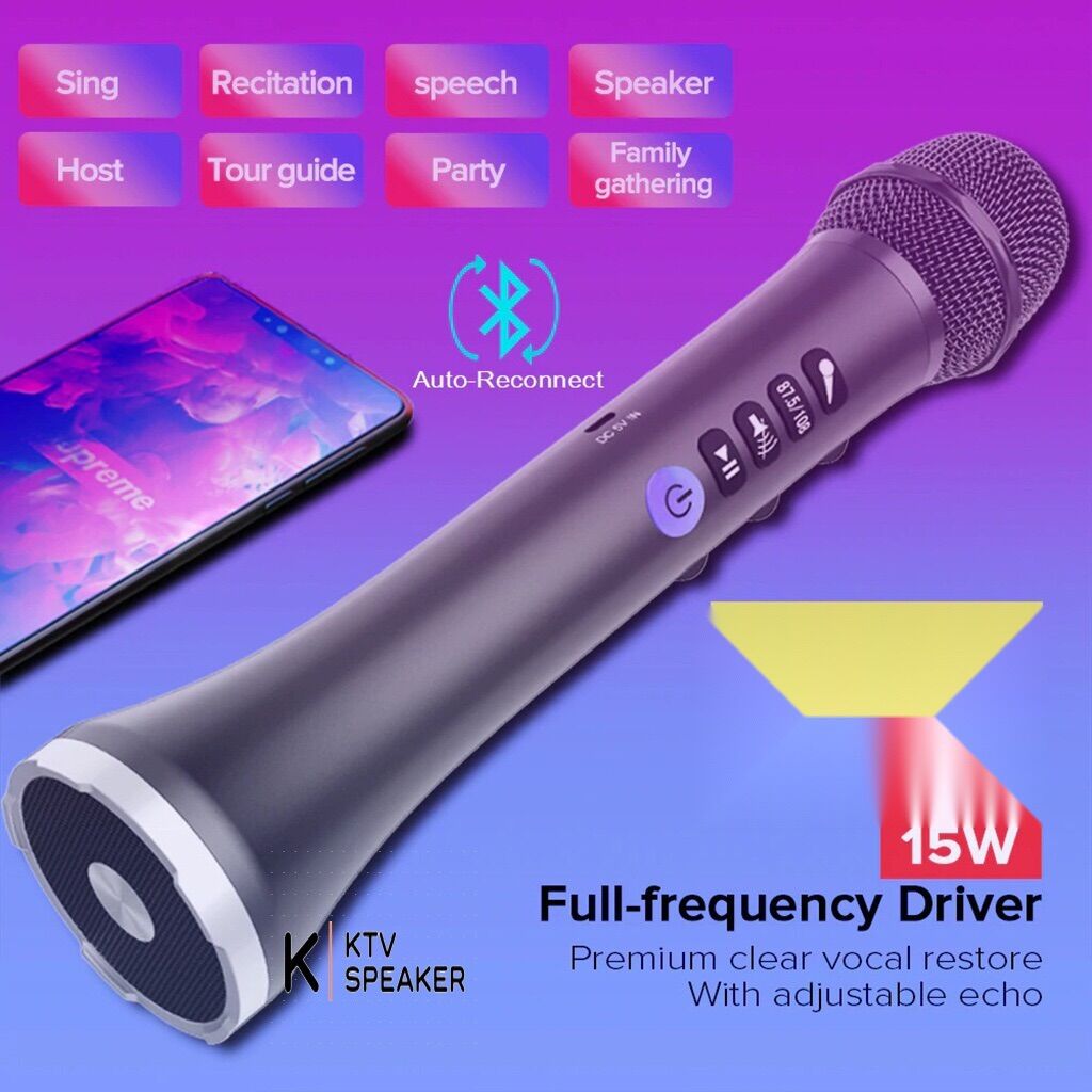 Micro bluetooth cao cấp mic l-698 âm hút, chống hú rè hát karaoke công suất 15w