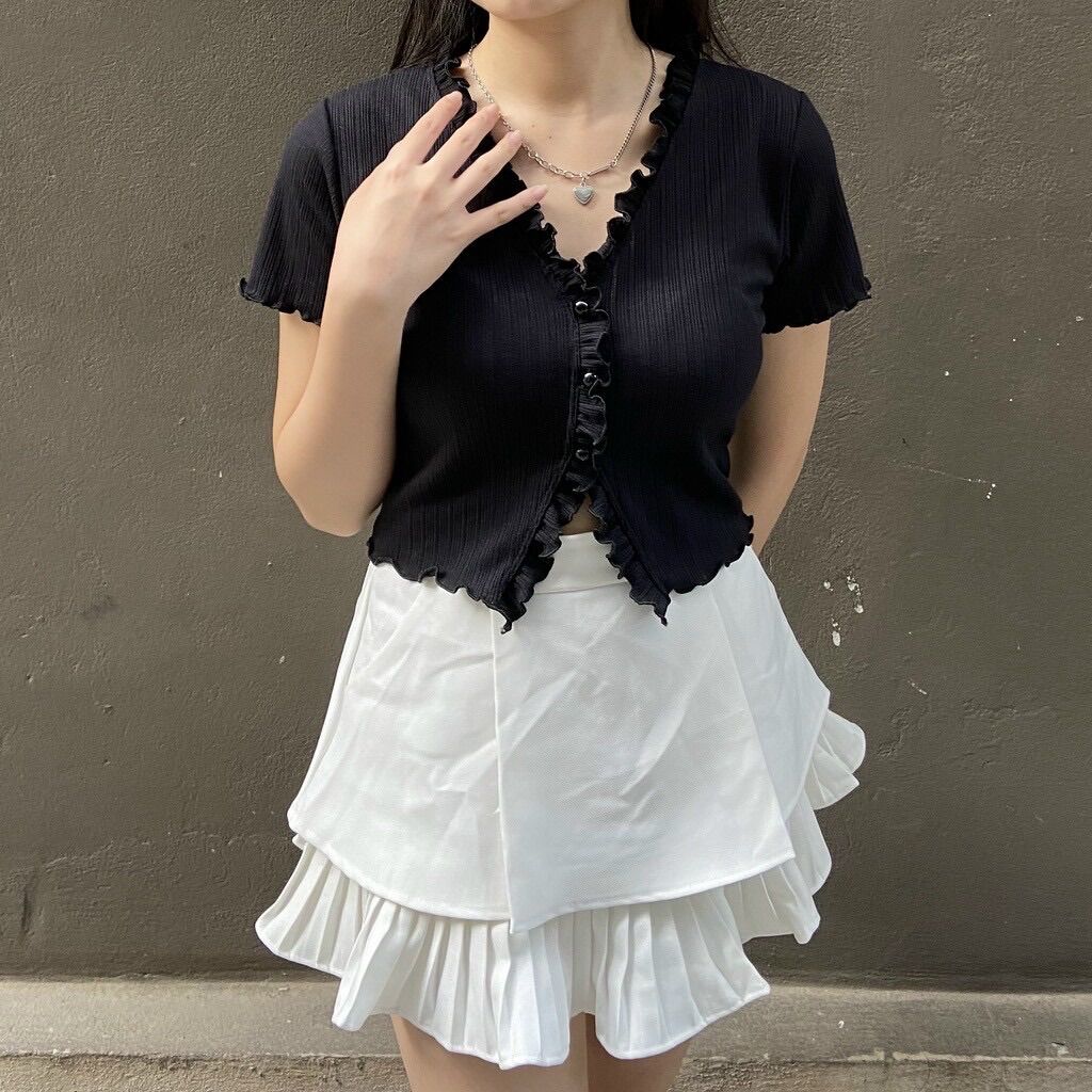 [HCM]ÁO KIỂU BÈO NÚT BỌC CROPTOP NỮ