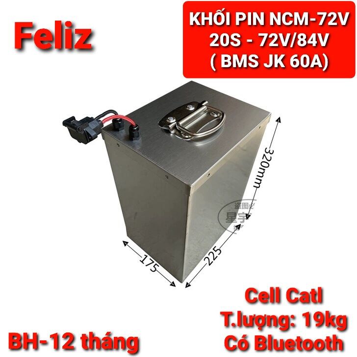 Achun.vn - khối pin ncm 72v - 20s - 40ah mạch jk xả 60a dùng pin catl phù hợp xe điện feliz