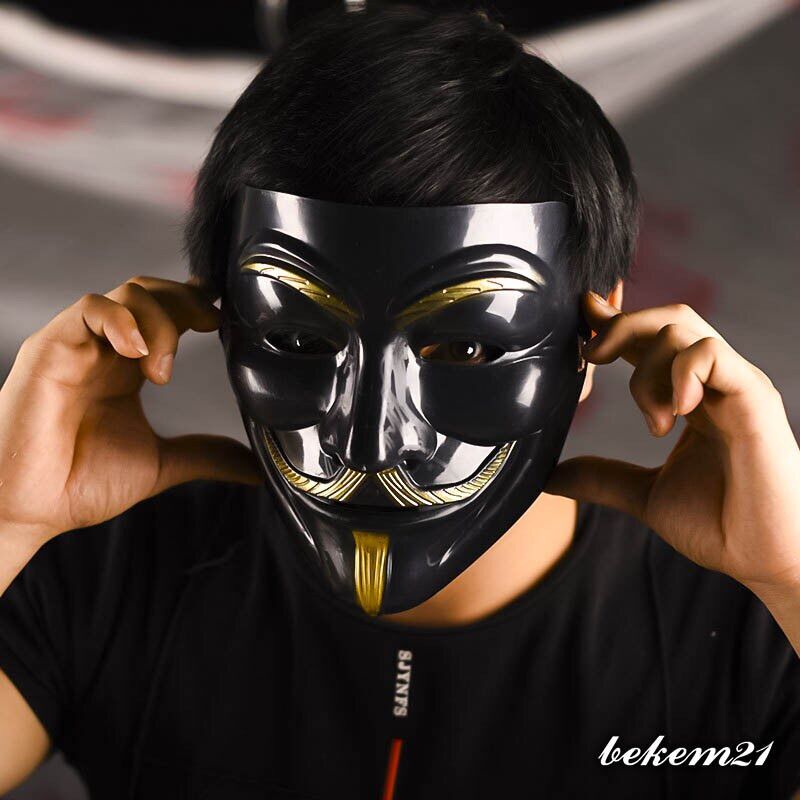Mặt Nạ Hacker Anonymous đen bóng | Mặt Nạ Halloween Cực Ngầu
