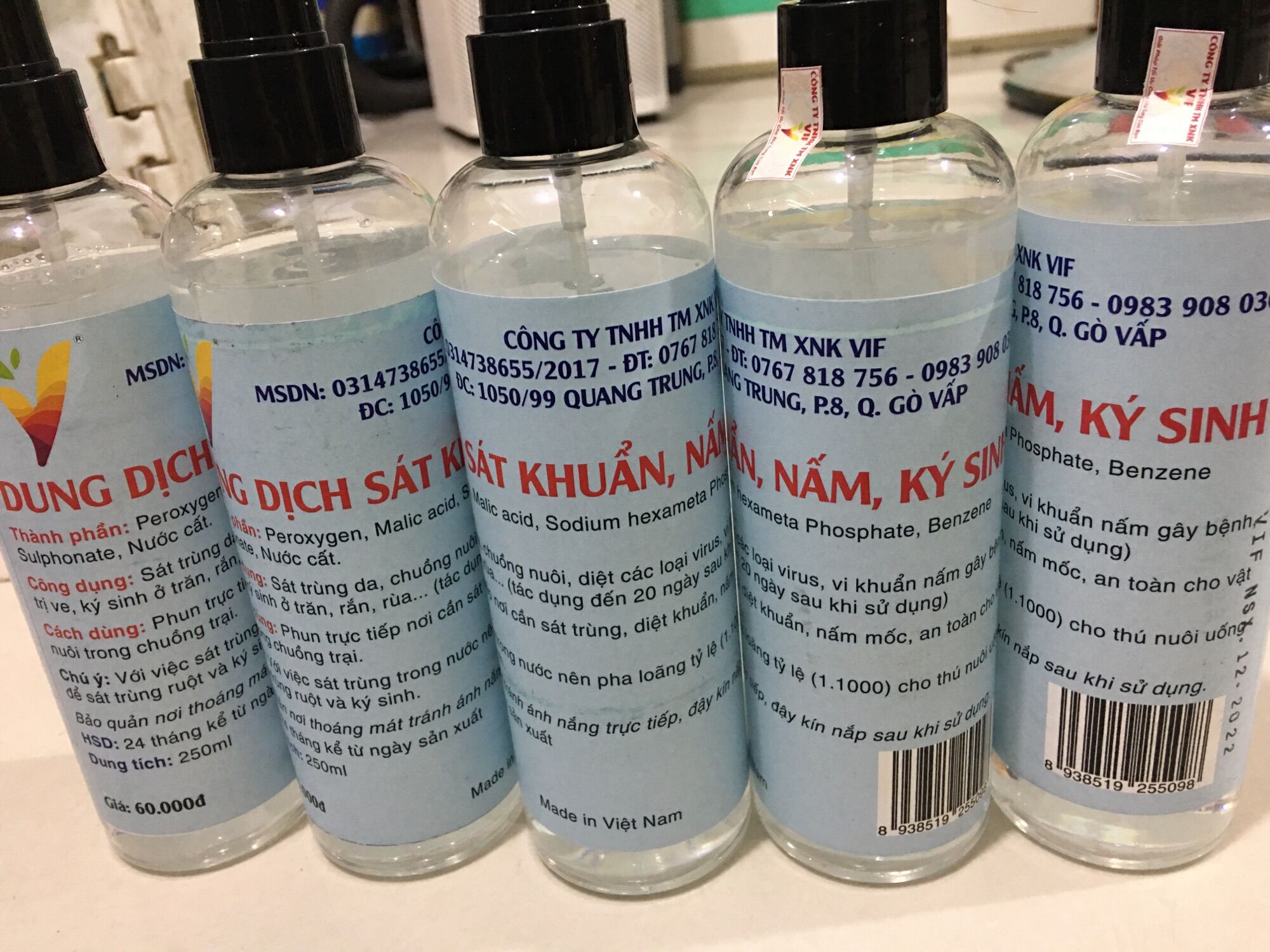 Dung dịch sát khuẩn, nấm, ký sinh VIF 250ml