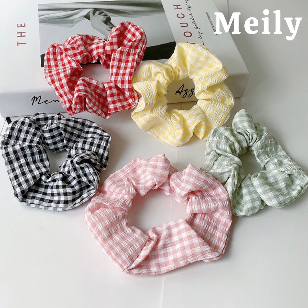 Cột tóc vải Scrunchies hoạ tiết caro dễ thương