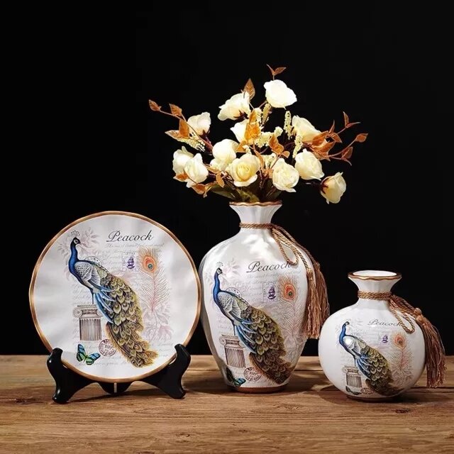 Bộ decor 3 món trang trí phòng khách kèm hoa