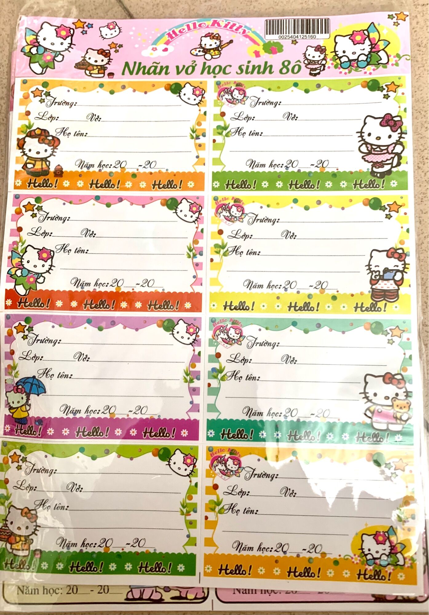 Sét 100 nhãn vở có đề can