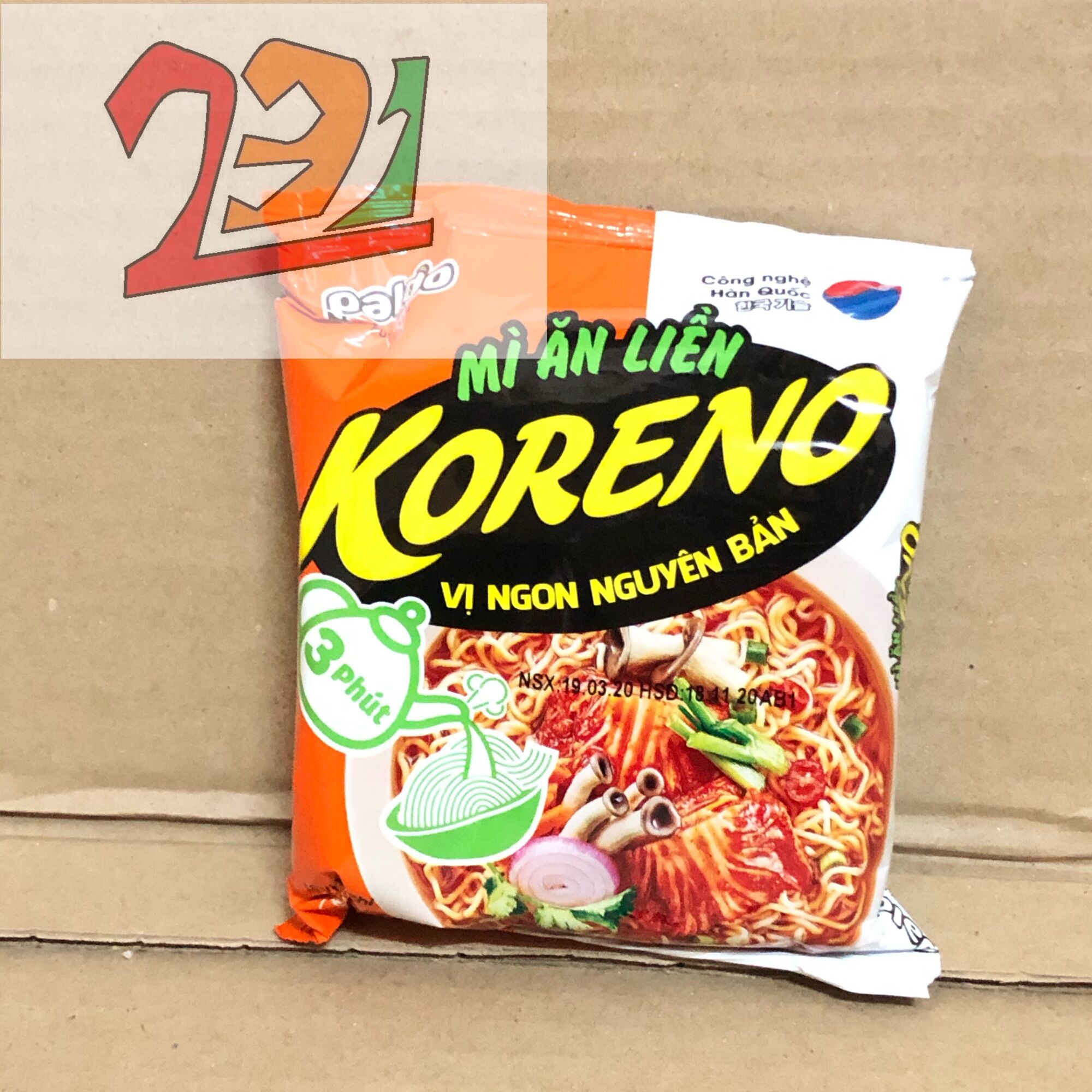 [6 gói x75 g][Kimchi] Lốc Mỳ Ăn Liền Úp 3 Phút Koreno Paldo