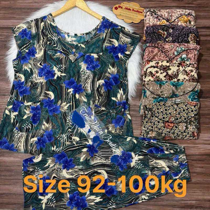 (BIGSIZE 92-100kg) Đồ bộ trung niên lửng, thun lạnh HQ mặc nhà cho mẹ