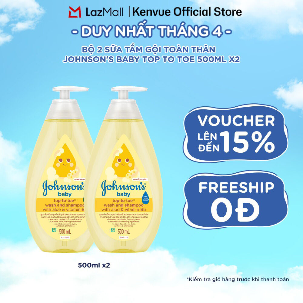 Combo 2 Sữa tắm gội toàn thân Johnson's baby Top to toe (MỚI) - Dung tích 500mlx2