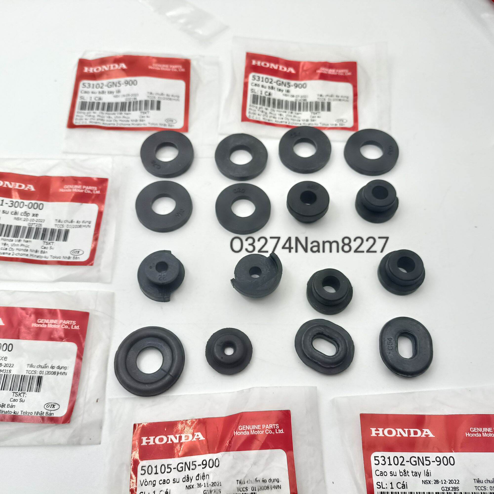 Bộ 16 cao su ghi đông, dàn áo sườn xe dream zin honda