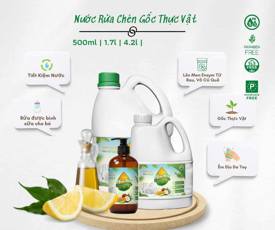  nước rửa chén Minh Hồng nước rửa chén sinh học lên men từ rau củ quả an toàn lành tính 