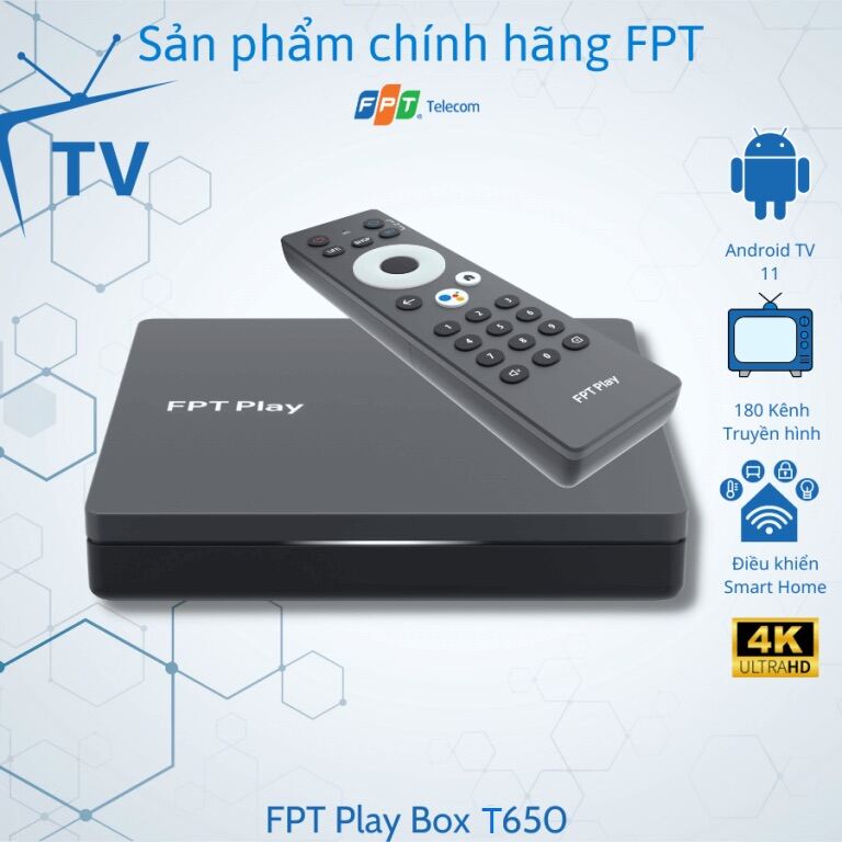 FPT Play Box T650 2023 - Điều khiển giọng nói - Chạy Android 11 Ram 2GB Rom 8GB