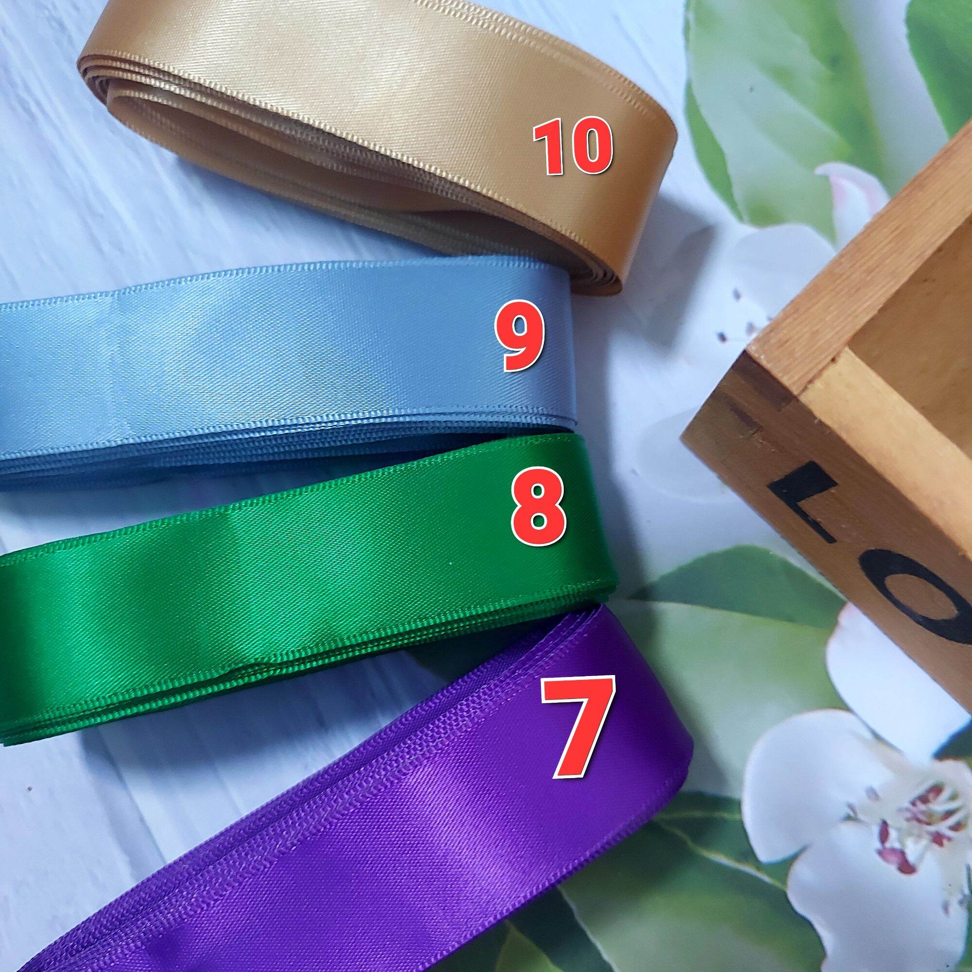(DÂY 5 MÉT) RUY BĂNG LỤA  1 MẶT PHỤ KIỆN THỦ CÔNG , BẢN RỘNG 2.2CM.