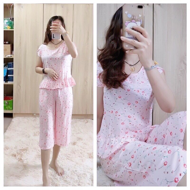 Bộ lanh lụa nữ Việt Thắng quần ống sớ áo bèo có tay