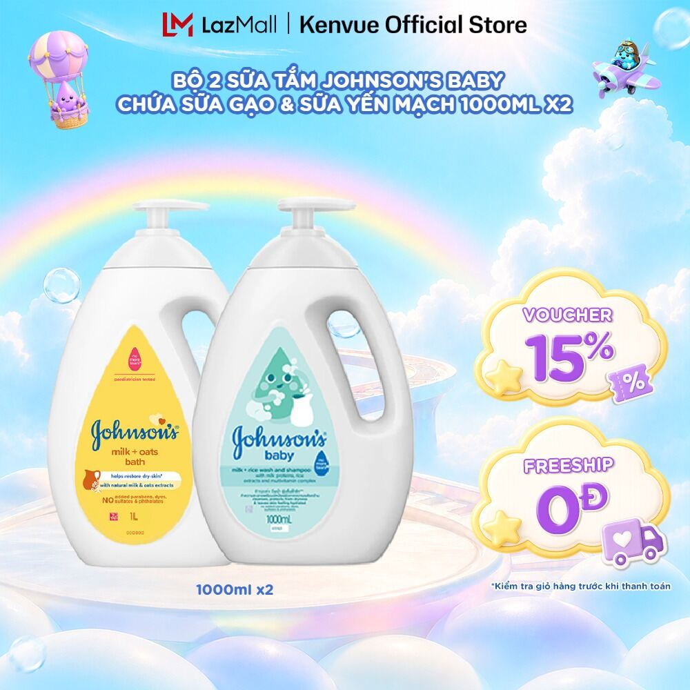 Bộ 2 chai Sữa tắm Johnsons Baby 1000ml x 2