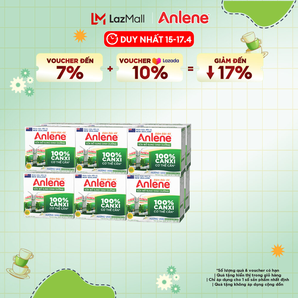 [Voucher giảm đến 26%]Thùng 48 Hộp Sữa Nước Anlene Hương Vani Đậm Đặc Ít Béo 110ml