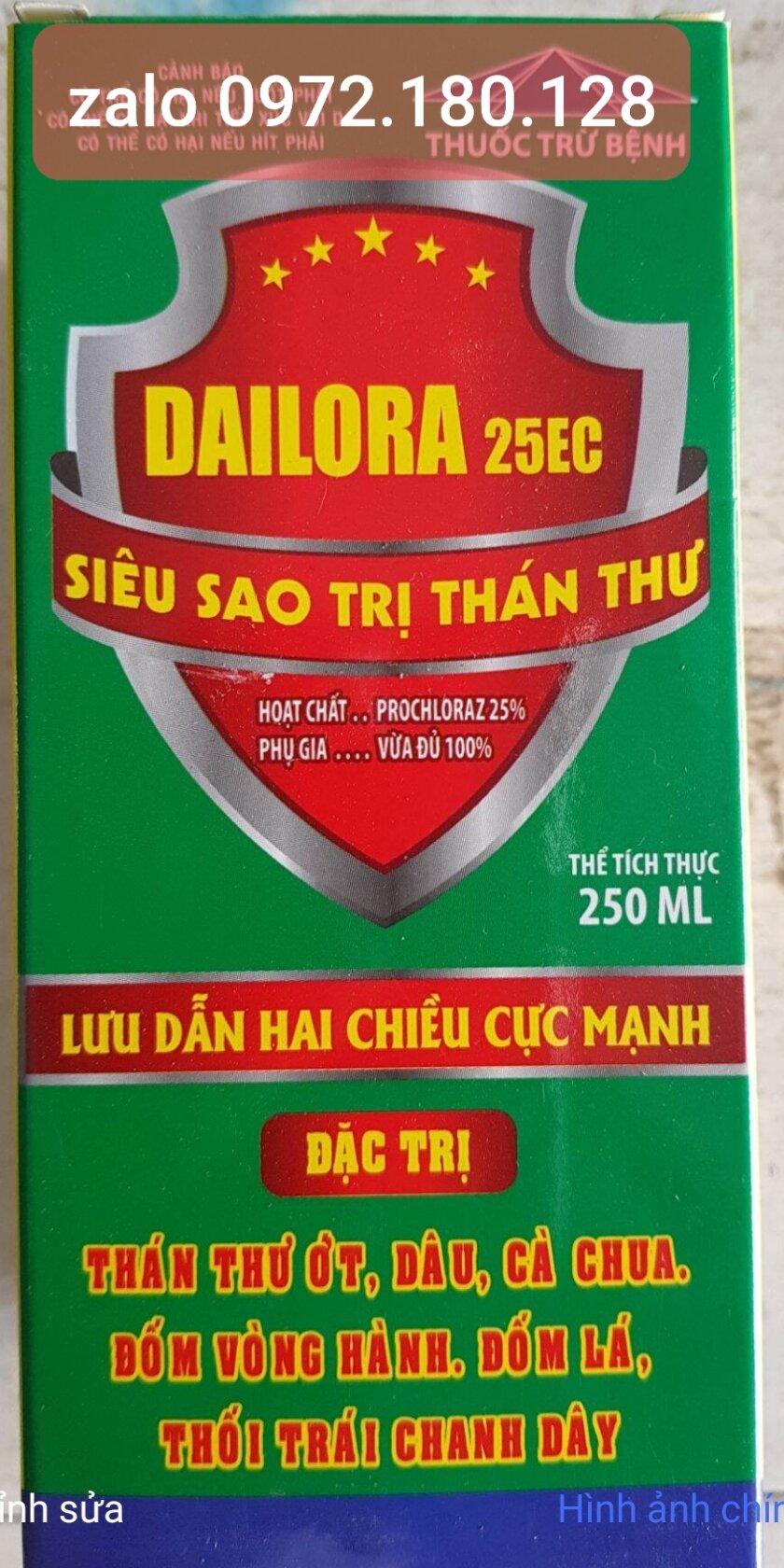 Thuốc trừ bệnh thán thư ớt, dâu, đốm vòng, thối trái dailora 25ec