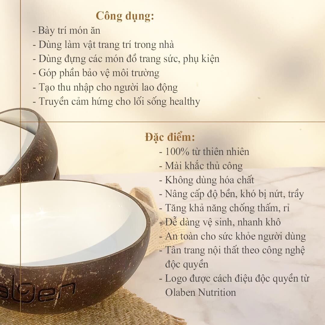 Gáo dừa kèm muỗng Olaben Nutrition