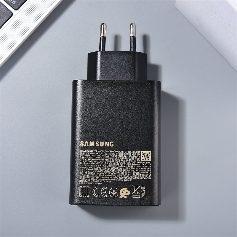 Sạc Nhanh Samsung 65W Trio Super Fast Charger Chuẩn EU Kèm Bộ Sạc Nhanh PD 25W Và Cáp Type C Dành Ch