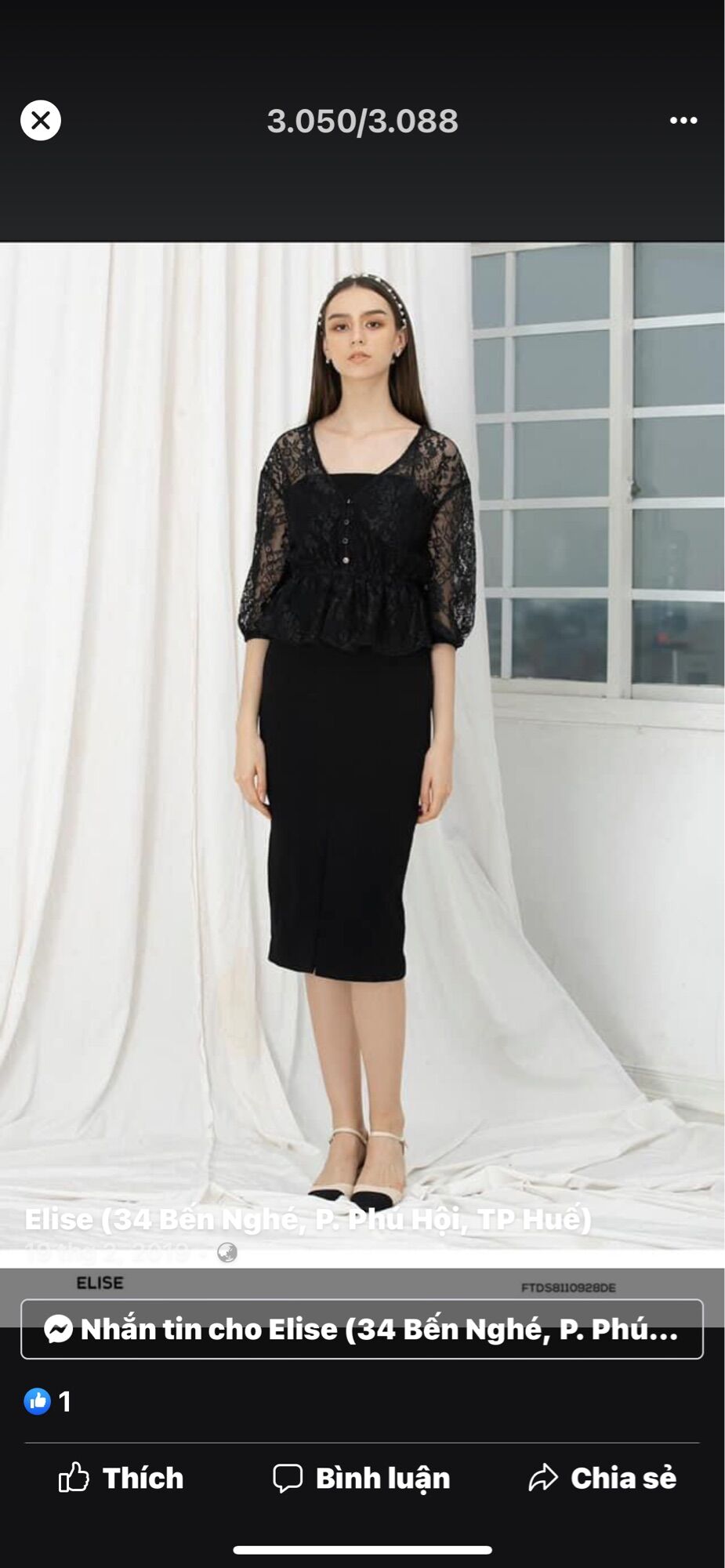 Đầm ren elise sz s, new 99%