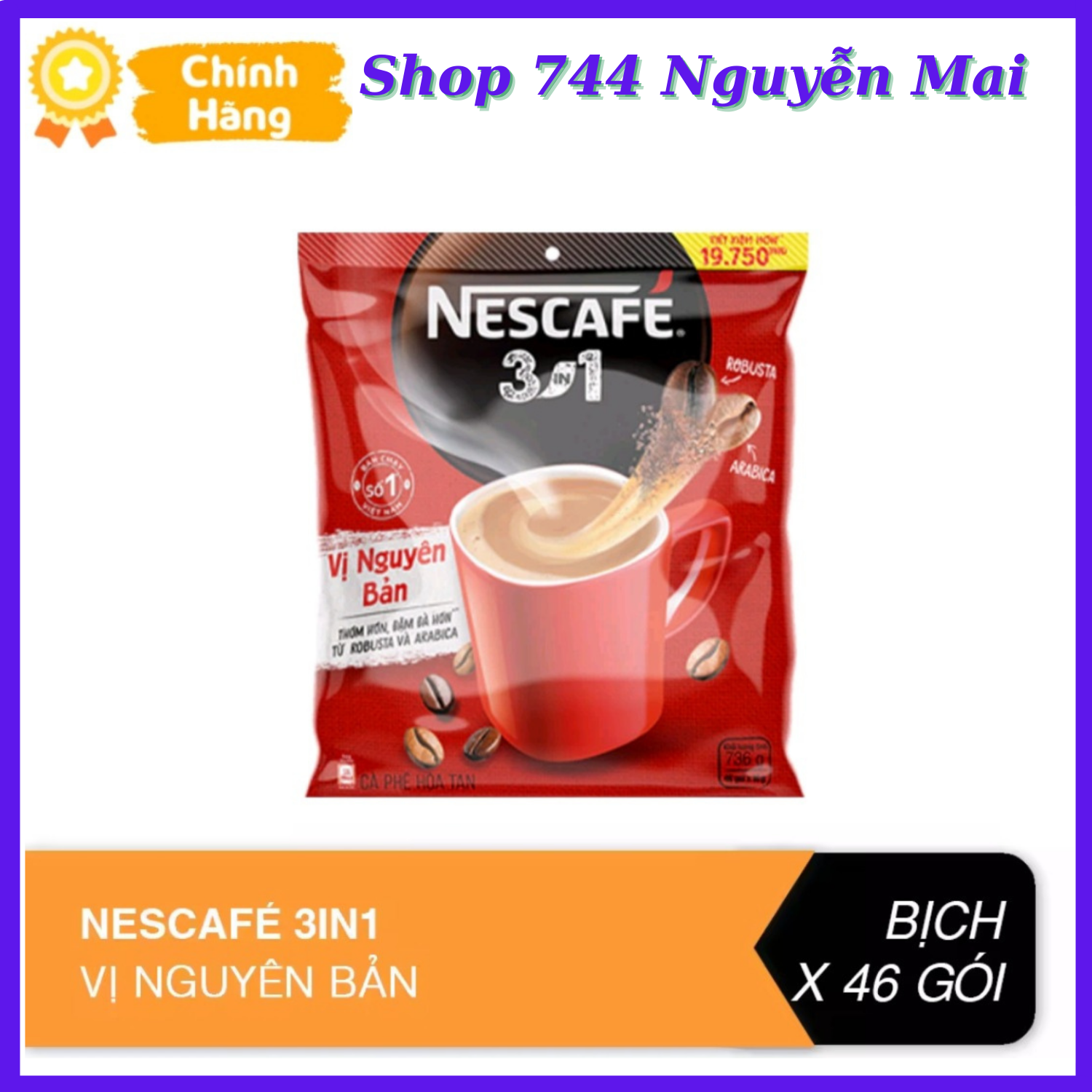 Túi 46 gói nescafe vị nguyên bản - túi đỏ