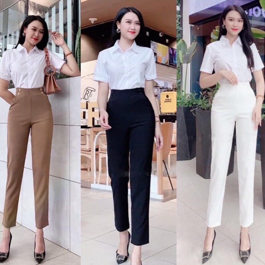 Quần công sở nữ khoá lưng quần tây nữ cạp cao