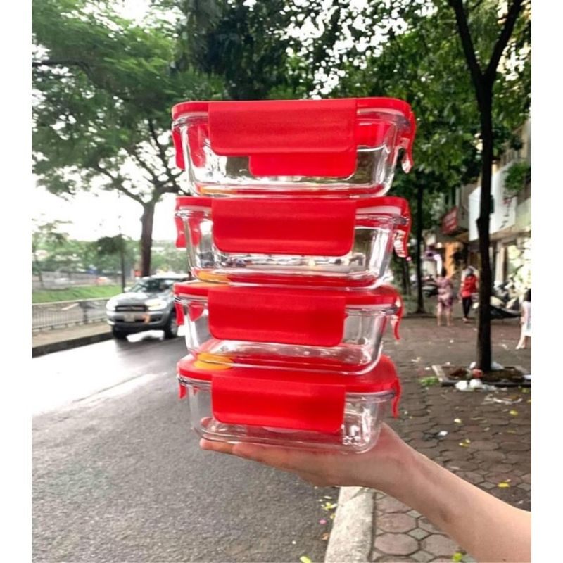 BỘ 3 THỐ THỦY TINH Glass (620ml) chữ nhật