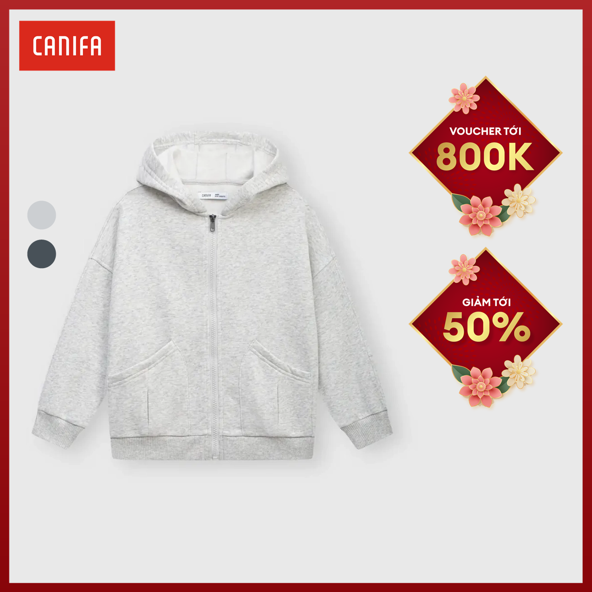 [20H 9-12.10 VOUCHER TỚI 500K] Áo khoác nỉ có mũ bé trai CANIFA có mũ 2OT23W013