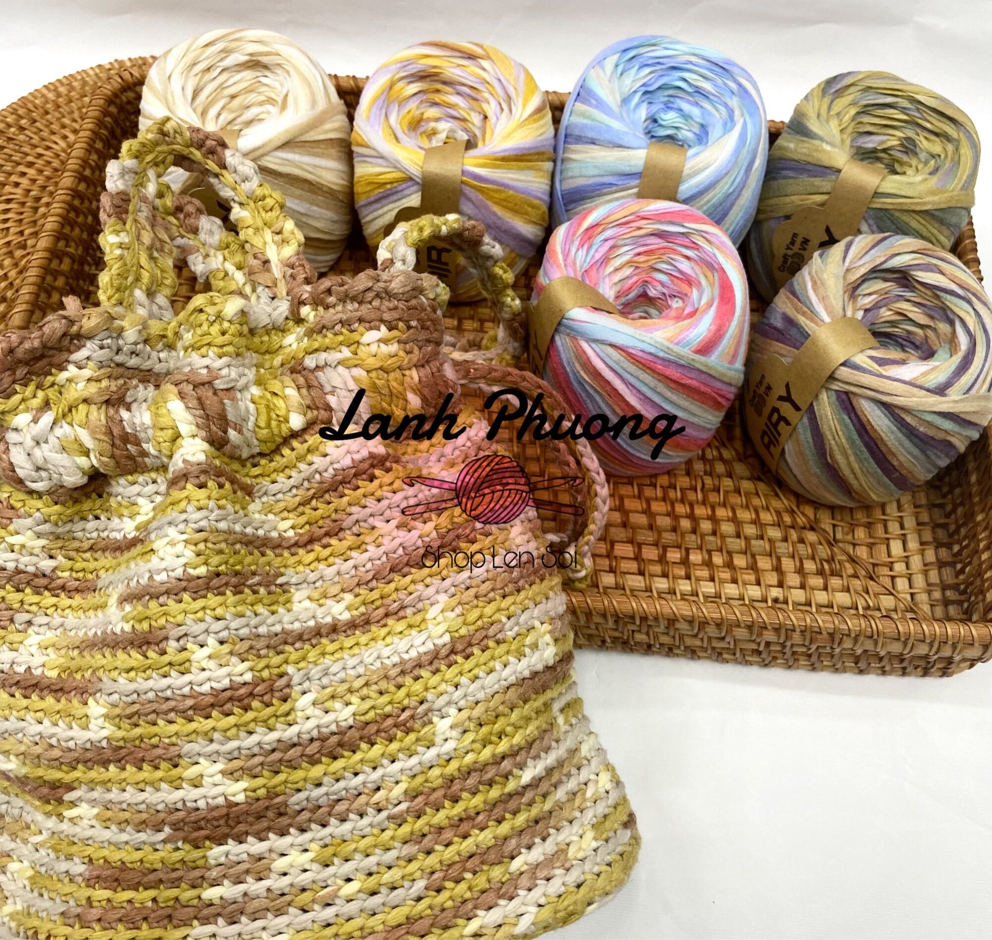 Sợi Cọ Airy Màu Loang Đan Móc Mùa Hè