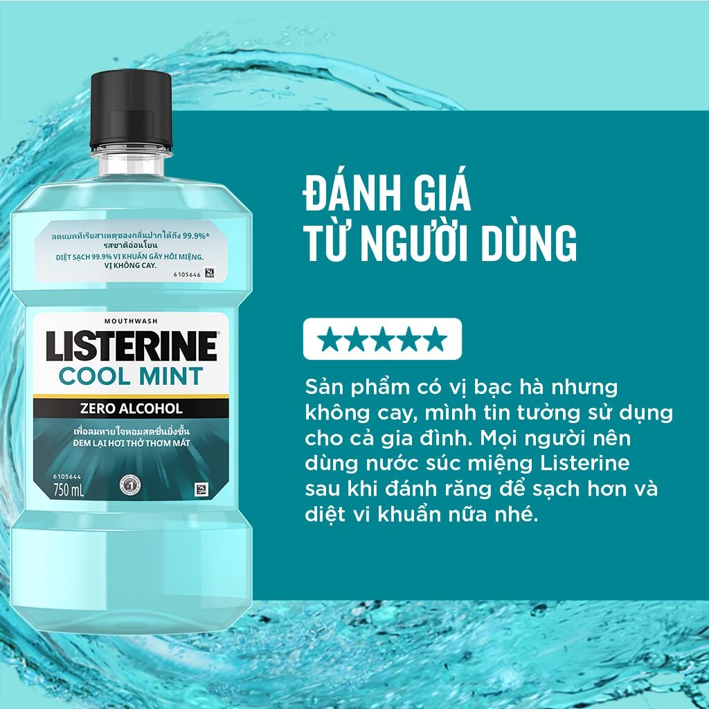 [Date 2025]Nước súc miệng Listerine Coolmint Zero không cay 750ml