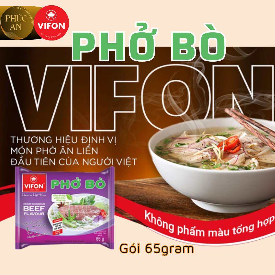 Thùng Phở Bò VIFON 65gram 30 gói Phở ăn liền VIFON Top 10 thế giới instant rice noodles beef flavour dễ nấu tiện lợi thích hợp cho mọi gia đình