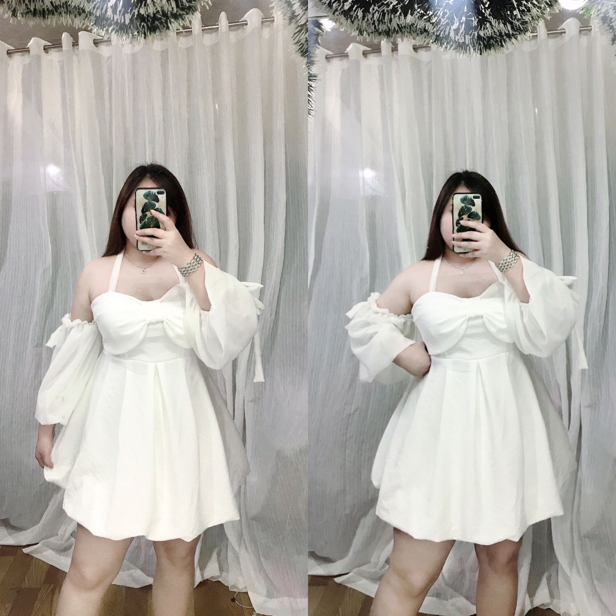 [Bigsize 60-85kg] Đầm bí xốp phối chiffon