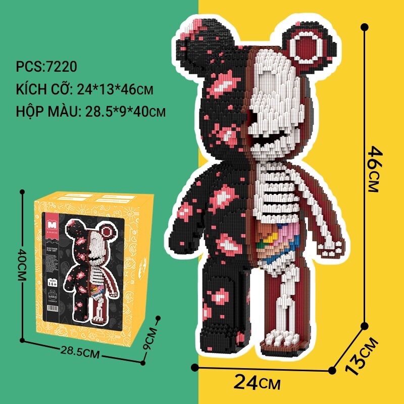 [HOÀN TIỀN  6%]Đồ chơi xếp hình lắp ráp 55CM mô hình nhân vật hoạt hình gấu bearbrick siêu to