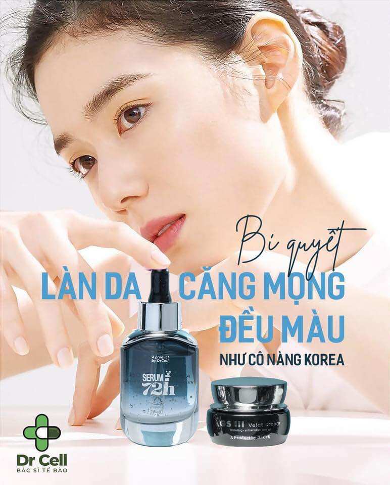 Combo dưỡng da gồm serum 72h và kem ngày gsiii dr cell giúp da căng mộng đều màu