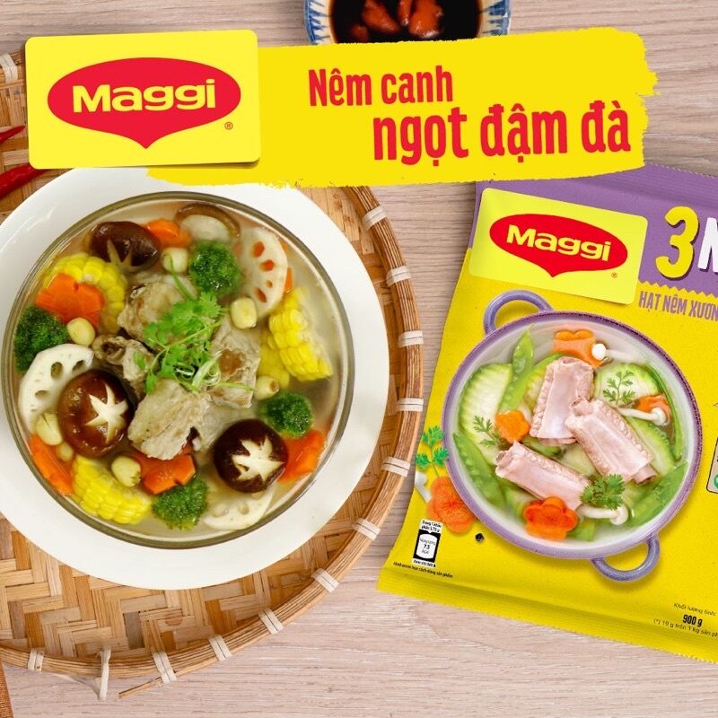 Hạt nêm Maggi 3 ngọt heo túi 900g