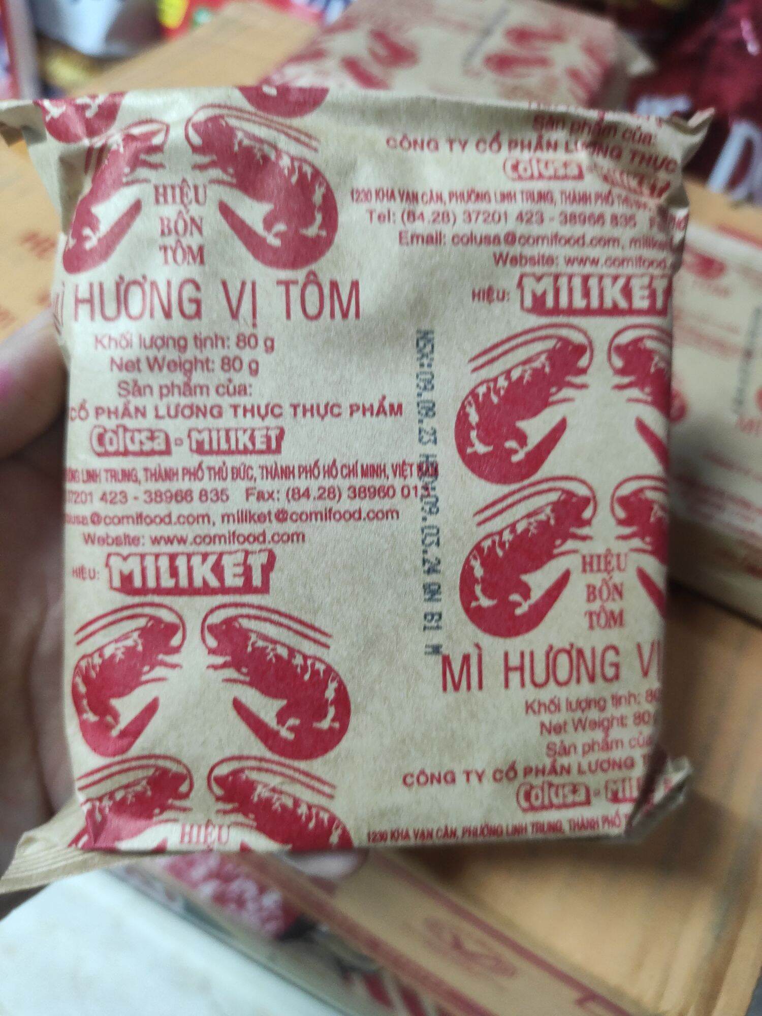 Thùng 30 gói mì giấy miliket 4 tôm gói 80g