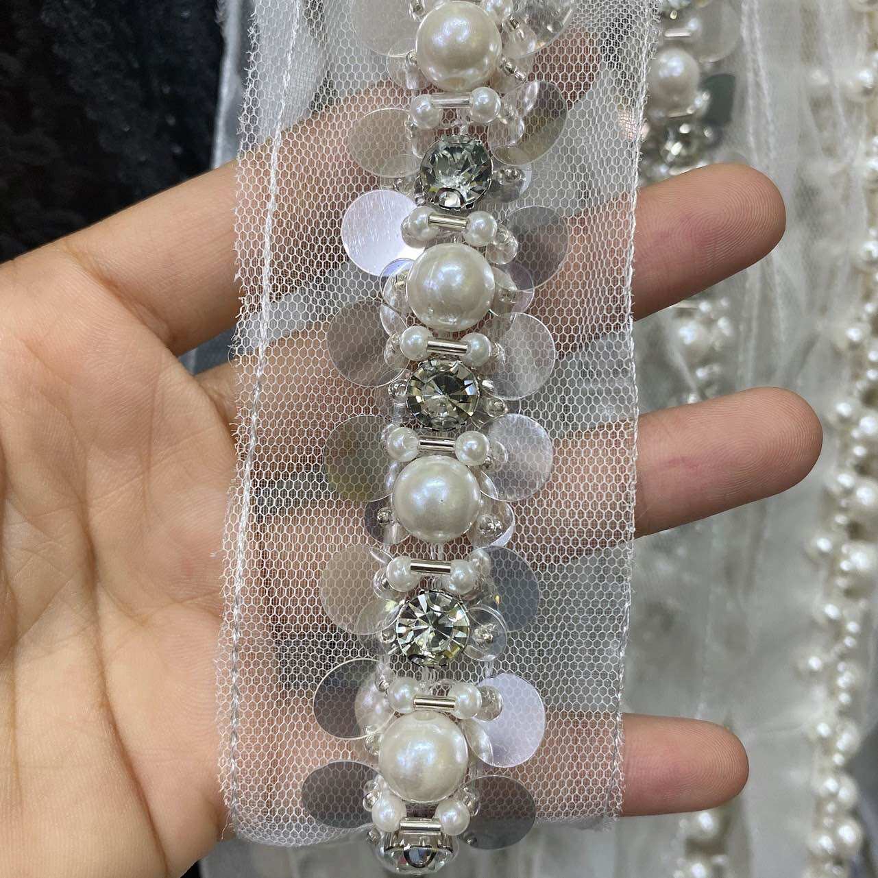 1m viền dạ tweet kim sa cao cấp bản 4cm