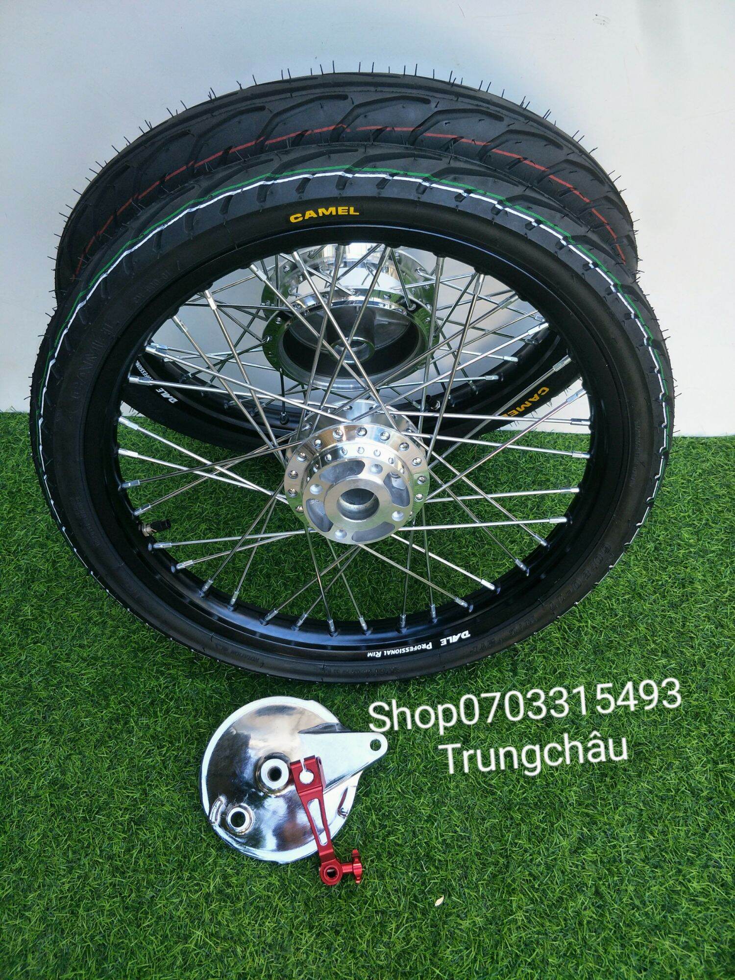 CẶP BÁNH CĂM SIRIUS EXCITER 2010 NIỀN NHÔM BAN ZAI THÁI ĐÙM CĂM MẠ CROM LOẠI 1 KÈM MÁ ĐÙM FULL VỎ RUỘT .60.70