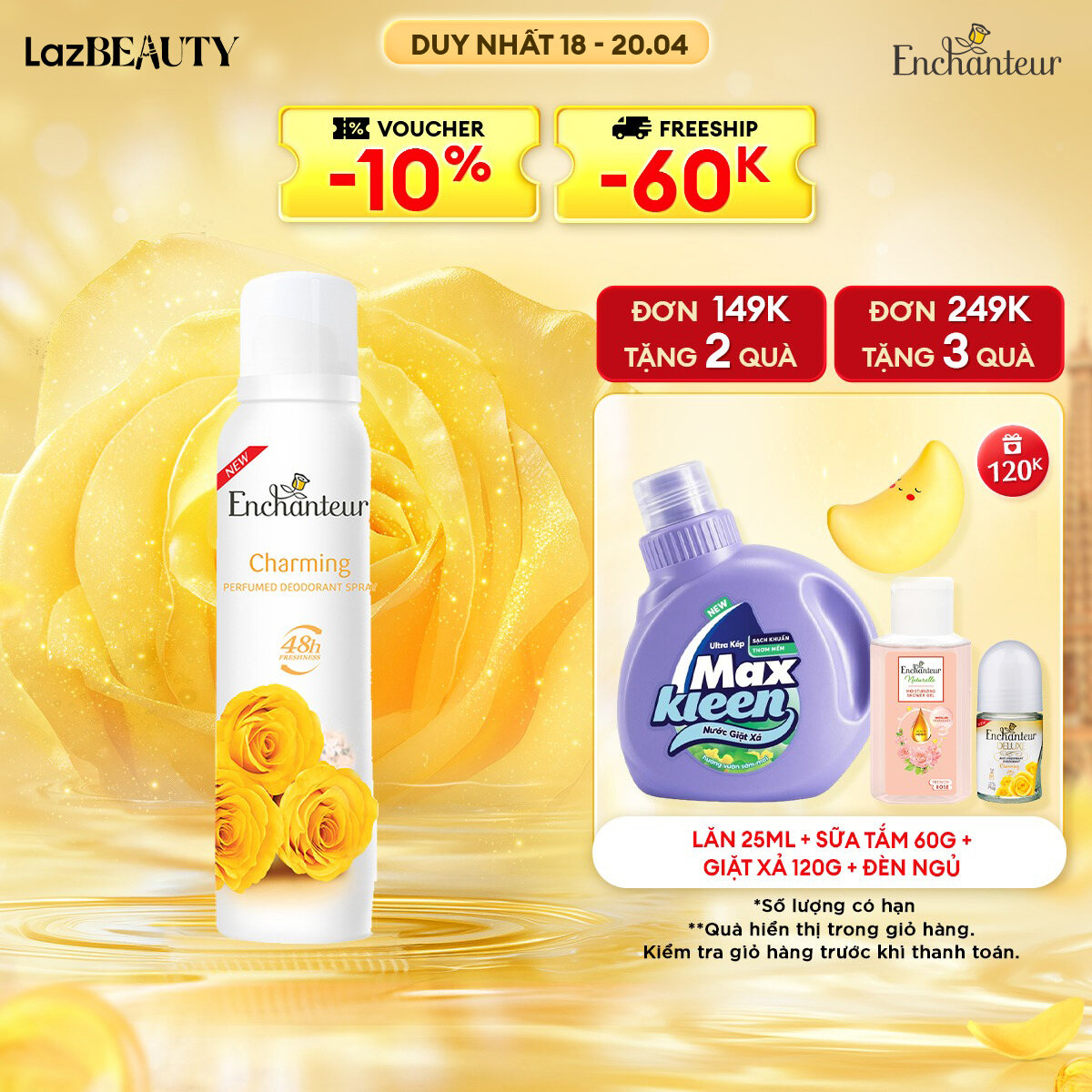 Xịt khử mùi nước hoa Enchanteur Charming/Sensation/Delightful/Romantic/Magic 150ml